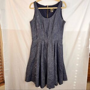 TAYLOR Womens Midi 100% Linen Fit And Flare Denim Dress Wedding Party Nautical